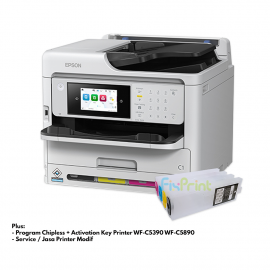 BUNDLING Printer Epson WorkForce Pro WF-C5890 (Print - Scan - Copy - Fax With ADF) + Modifikasi Chipless Tanpa Tinta