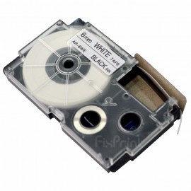 Label Tape Casette Xantri Csio XR6WE1 XR6 Black on White 6mm, Printer Csio KL60 KL120 KL820 KL7400