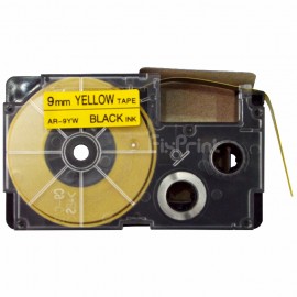 Label Tape Casette Xantri Csio XR9YW1 XR9 Black on Yellow 9mm, Printer Csio KL60 KL120 KL130 KL820 KL7400 KLHD1 KLG2