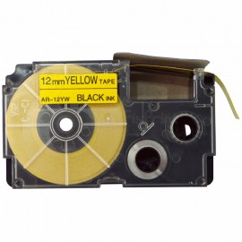 Label Tape Casette Xantri Csio XR12YW1 XR12 Black on Yellow 12mm, Printer Csio KL60 KL120 KL820 KL7400