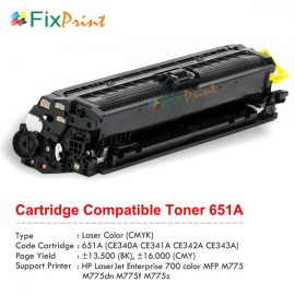 Cartridge Toner Compatible HPC CE340A 651A Black, Printer HPC LaserJet Enterprise 700 color MFP M775 M775dn M775f M775z