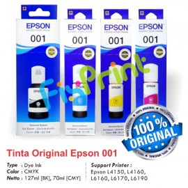 Tinta Refill Epson Original Ori 001 Black 127ml C13T03Y100, Tinta Refill Printer Epson L4150 L4160 L4260 L6160 L6260 L6170 L6270 L6190 L6290 L4266 L14150