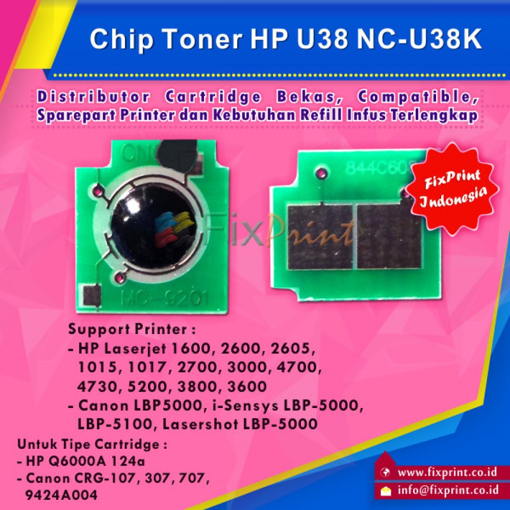 Chip Toner Cartridge HPC U38B Q6000 124A 314A Q7560A Q6470A Q5950A Q6460A Black Universal, Printer HPC Laserjet 1600 2600 2600n 2605 2605dn 2605dtn CM1015 CM1017 3000 3600 4700 4730
